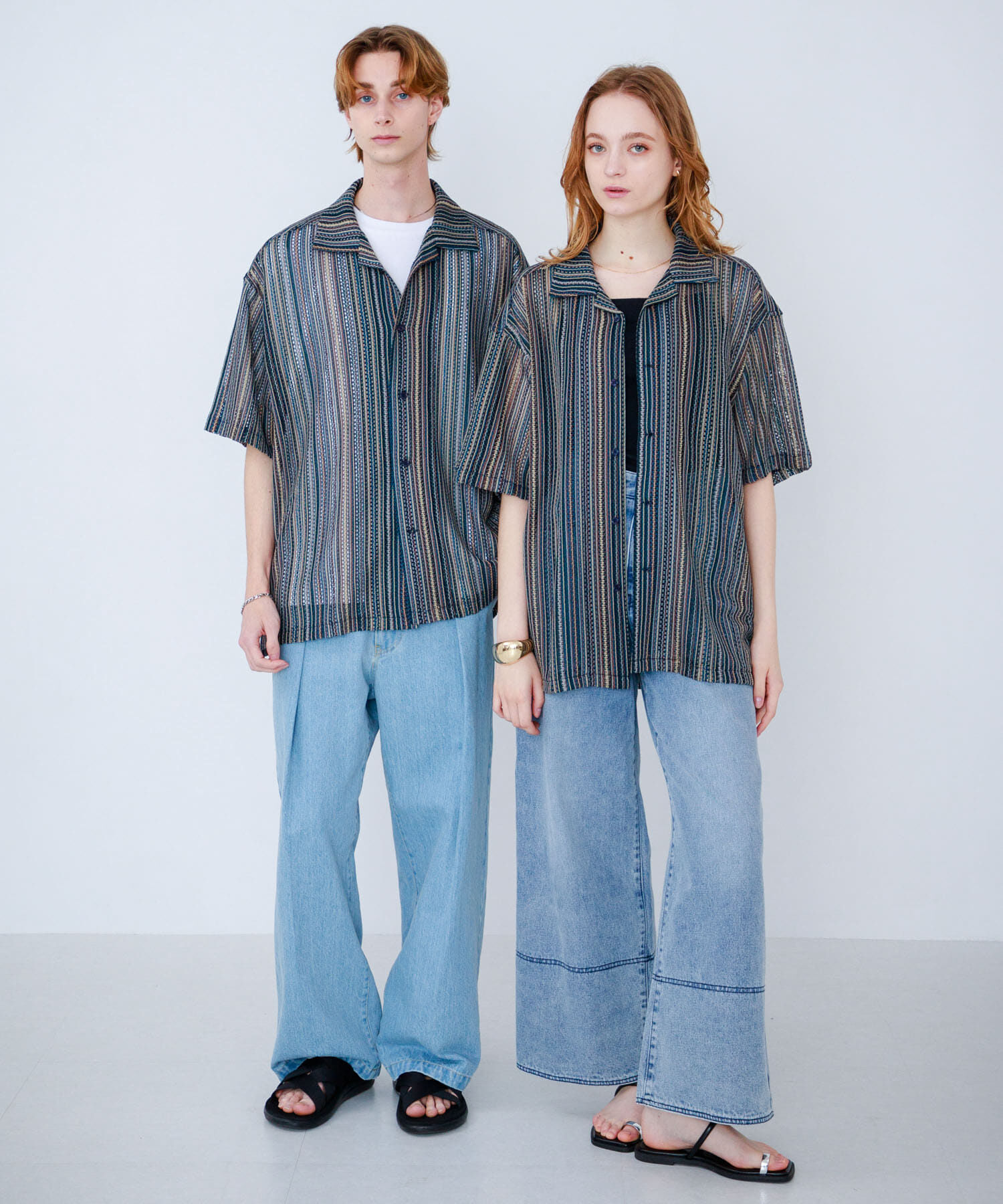 SENSE OF PLACE by URBAN RESEARCH「『ユニセックス』『洗濯可』アソートレースオープンカラーシャツ(5分袖)」|シャツ・ブラウス|