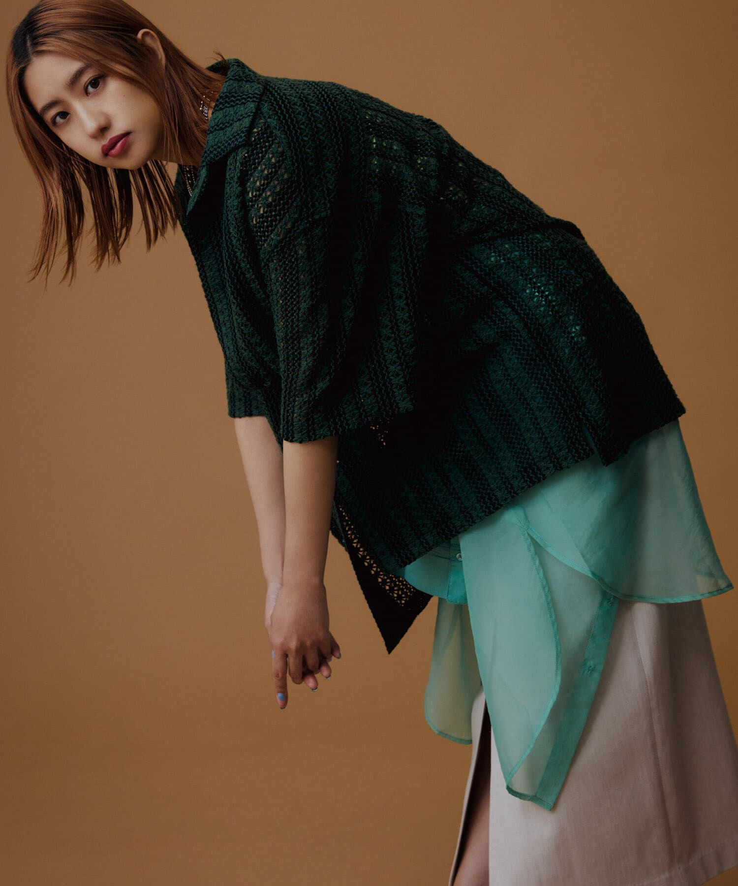 SENSE OF PLACE by URBAN RESEARCH「『ユニセックス』『洗濯可』アソートレースオープンカラーシャツ(5分袖)」|シャツ・ブラウス|