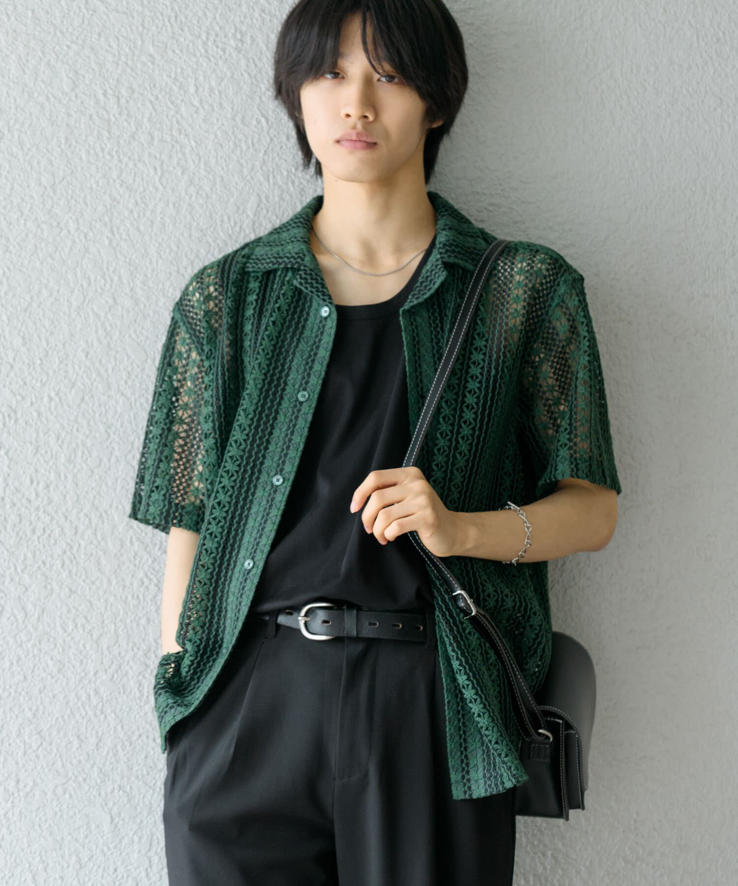 SENSE OF PLACE by URBAN RESEARCH「『ユニセックス』『洗濯可』アソートレースオープンカラーシャツ(5分袖)」|シャツ・ブラウス|