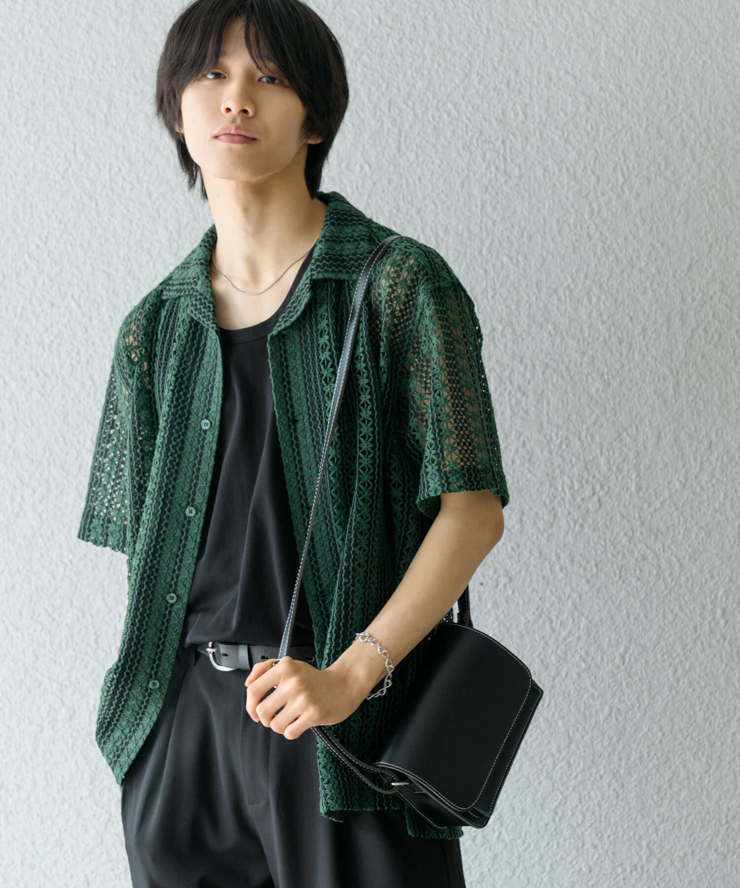 SENSE OF PLACE by URBAN RESEARCH「『ユニセックス』『洗濯可』アソートレースオープンカラーシャツ(5分袖)」|シャツ・ブラウス|