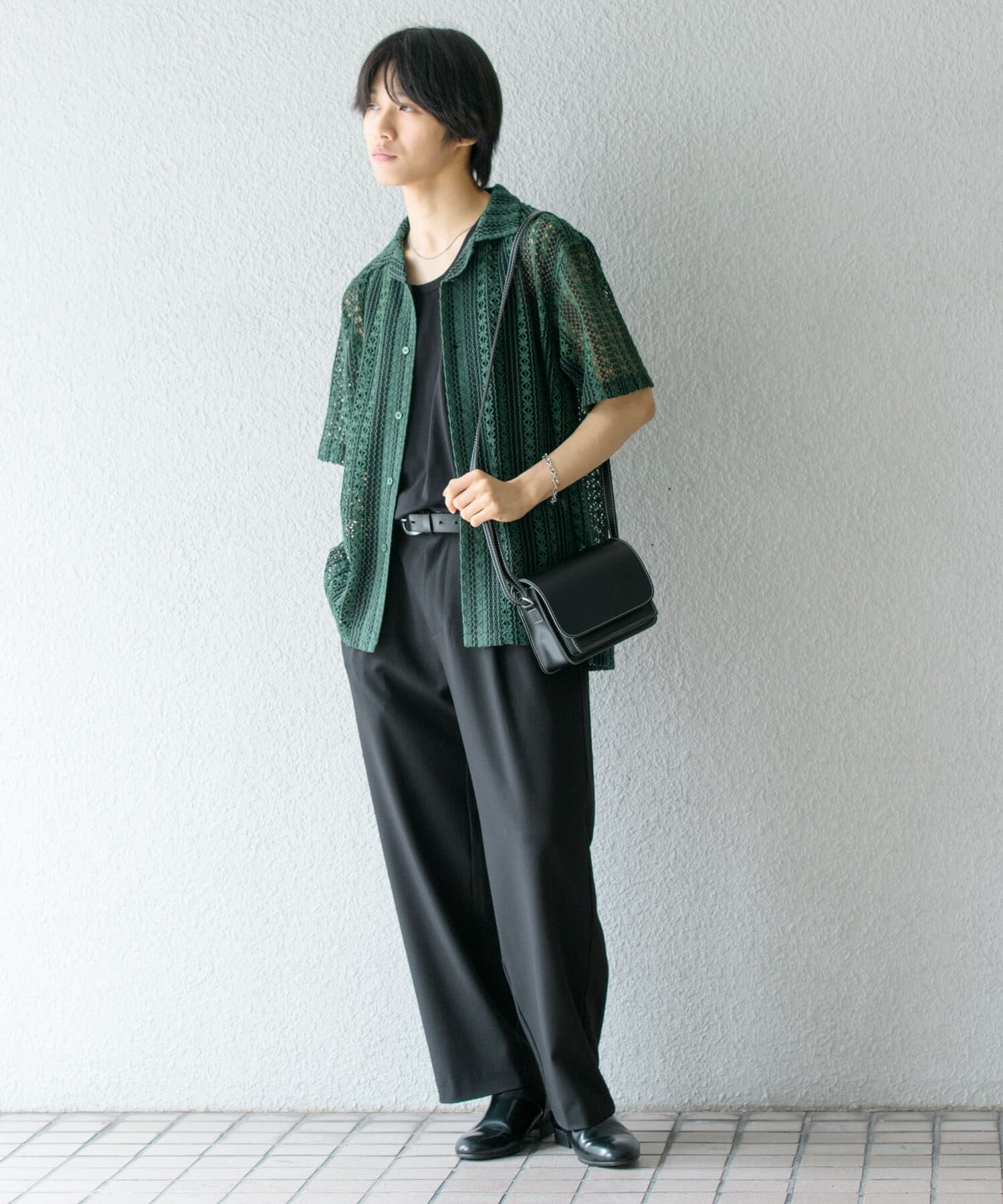 SENSE OF PLACE by URBAN RESEARCH「『ユニセックス』『洗濯可』アソートレースオープンカラーシャツ(5分袖)」|シャツ・ブラウス|