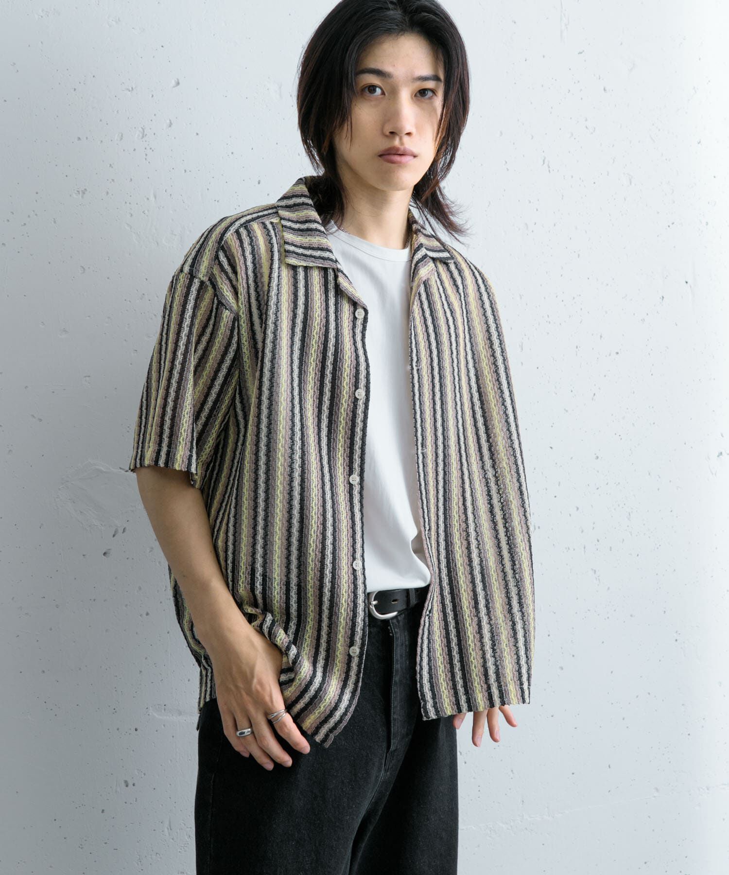 SENSE OF PLACE by URBAN RESEARCH「『ユニセックス』『洗濯可』アソートレースオープンカラーシャツ(5分袖)」|シャツ・ブラウス|