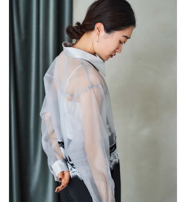 le.coeur blanc「《手洗い可能》MAISON MAVERICK レースクロップドブラウス」|シャツ・ブラウス|