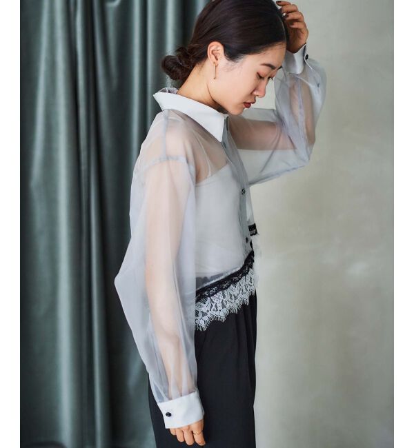 le.coeur blanc「《手洗い可能》MAISON MAVERICK レースクロップドブラウス」|シャツ・ブラウス|