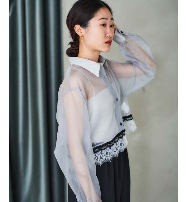 le.coeur blanc「《手洗い可能》MAISON MAVERICK レースクロップドブラウス」|シャツ・ブラウス|