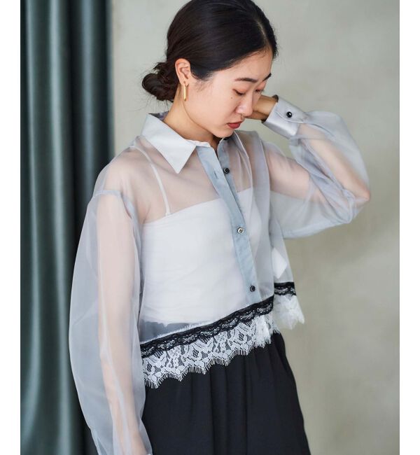 le.coeur blanc「《手洗い可能》MAISON MAVERICK レースクロップドブラウス」|シャツ・ブラウス|