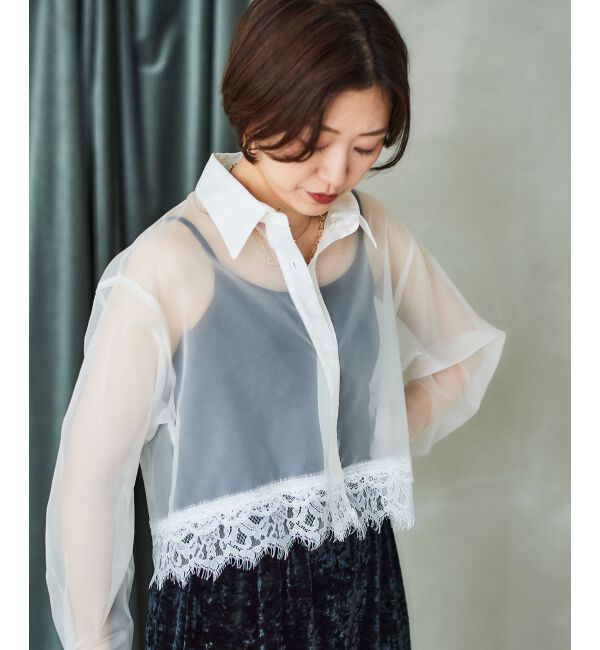 le.coeur blanc「《手洗い可能》MAISON MAVERICK レースクロップドブラウス」|シャツ・ブラウス|