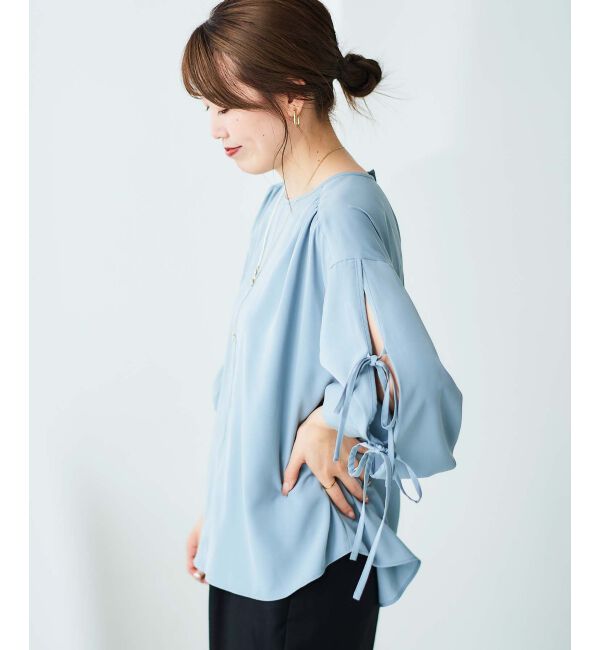 le.coeur blanc「ボリュームスリーブリボンブラウス」|シャツ・ブラウス|