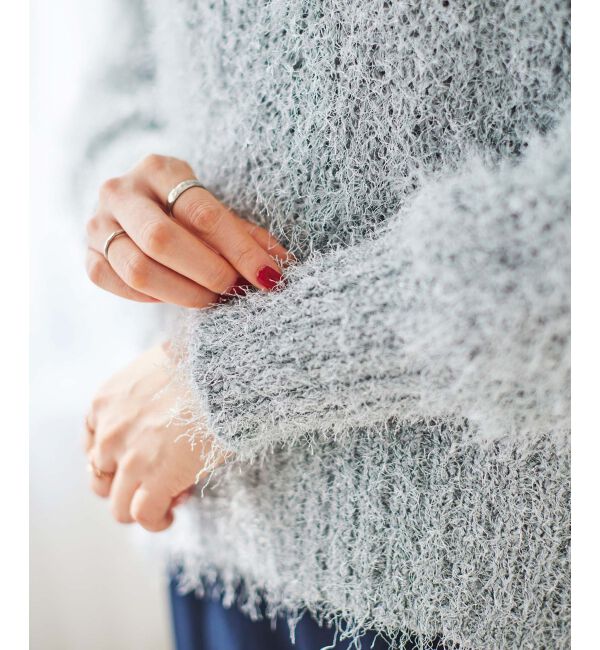 le.coeur blanc「《手洗い可能》ラメフェザーバックスリットニット」|ニット・セーター|
