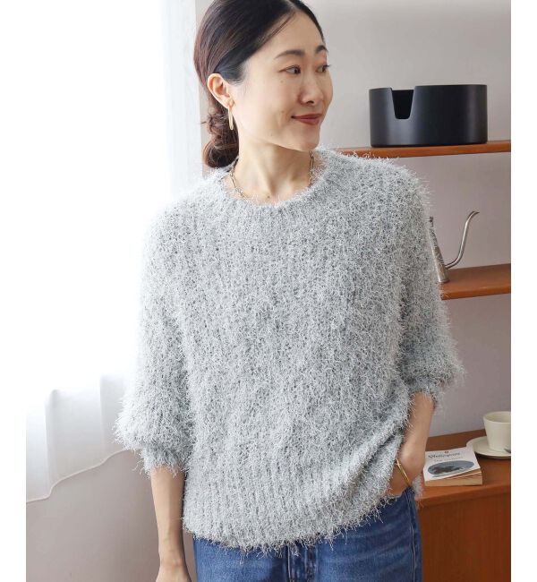 le.coeur blanc「《手洗い可能》ラメフェザーバックスリットニット」|ニット・セーター|