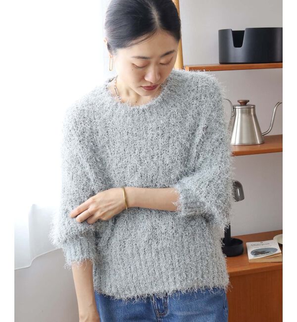 le.coeur blanc「《手洗い可能》ラメフェザーバックスリットニット」|ニット・セーター|