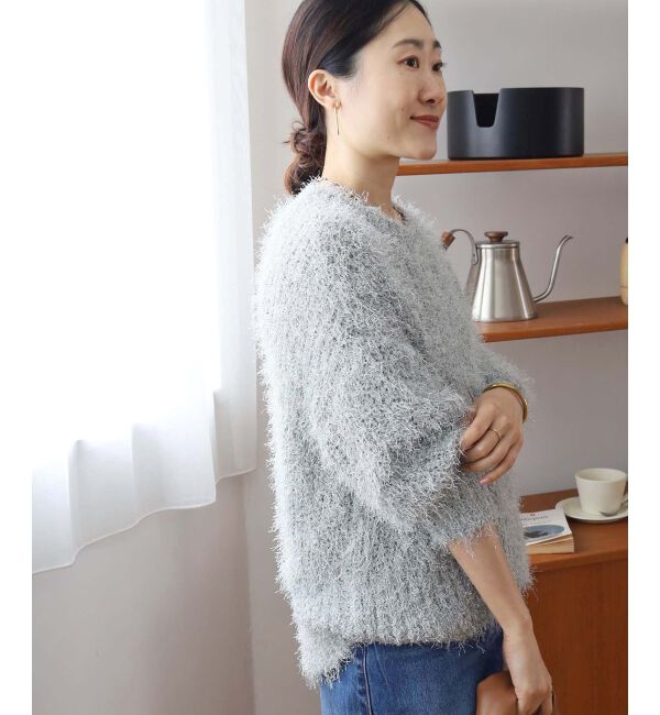 le.coeur blanc「《手洗い可能》ラメフェザーバックスリットニット」|ニット・セーター|