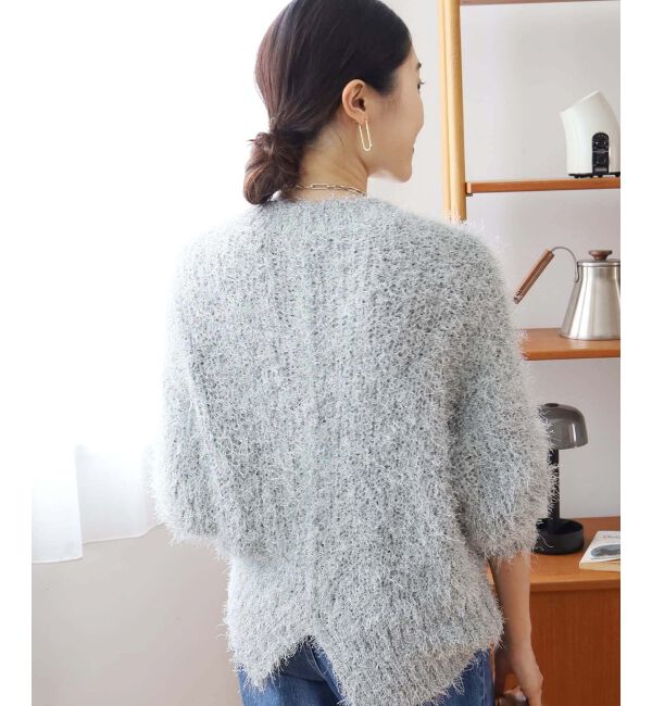 le.coeur blanc「《手洗い可能》ラメフェザーバックスリットニット」|ニット・セーター|