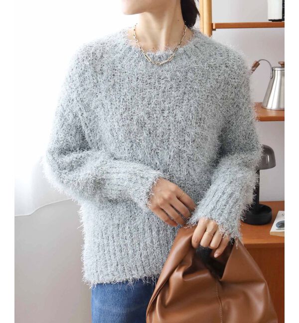 le.coeur blanc「《手洗い可能》ラメフェザーバックスリットニット」|ニット・セーター|