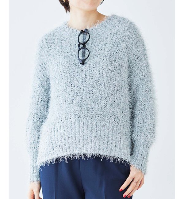 le.coeur blanc「《手洗い可能》ラメフェザーバックスリットニット」|ニット・セーター|
