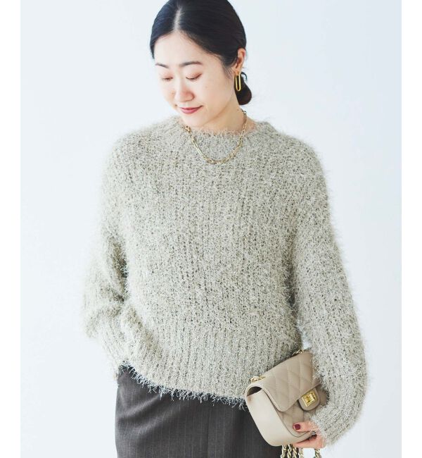 le.coeur blanc「《手洗い可能》ラメフェザーバックスリットニット」|ニット・セーター|