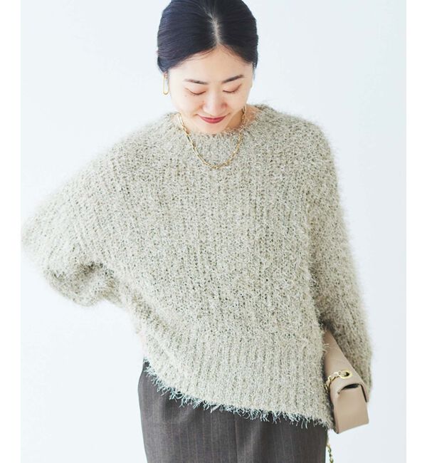 le.coeur blanc「《手洗い可能》ラメフェザーバックスリットニット」|ニット・セーター|