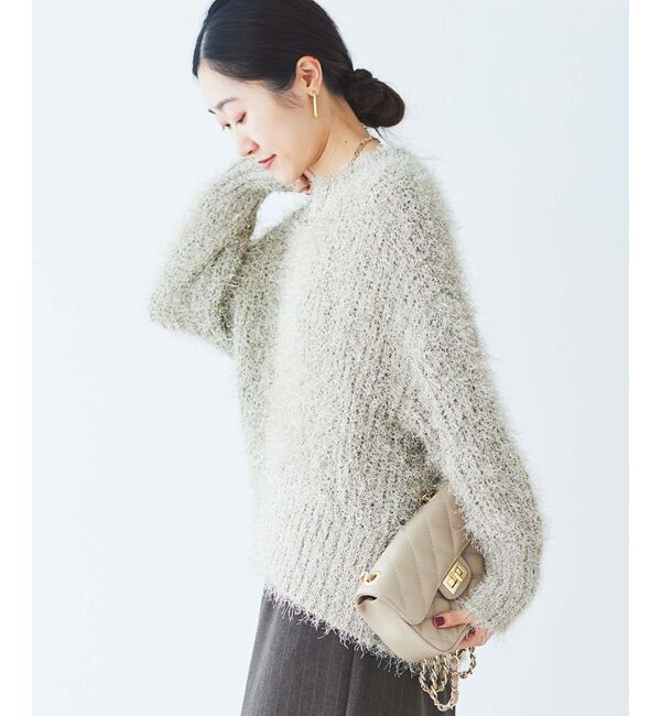 le.coeur blanc「《手洗い可能》ラメフェザーバックスリットニット」|ニット・セーター|