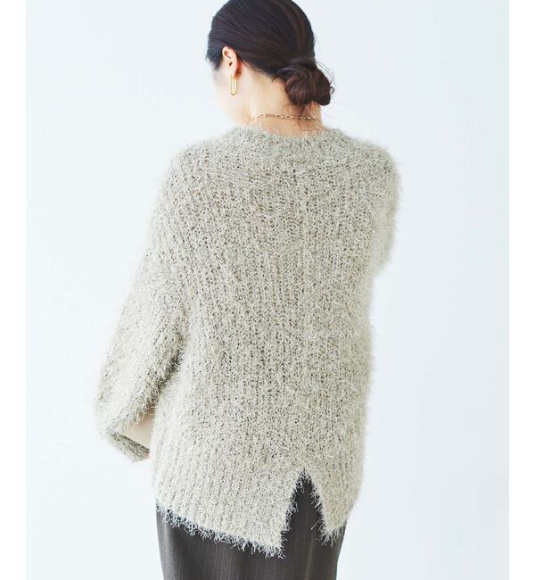 le.coeur blanc「《手洗い可能》ラメフェザーバックスリットニット」|ニット・セーター|