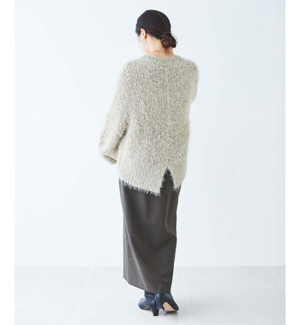 le.coeur blanc「《手洗い可能》ラメフェザーバックスリットニット」|ニット・セーター|