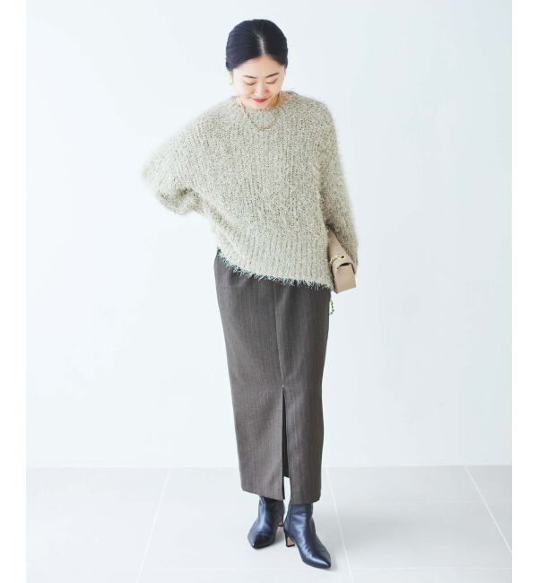 le.coeur blanc「《手洗い可能》ラメフェザーバックスリットニット」|ニット・セーター|