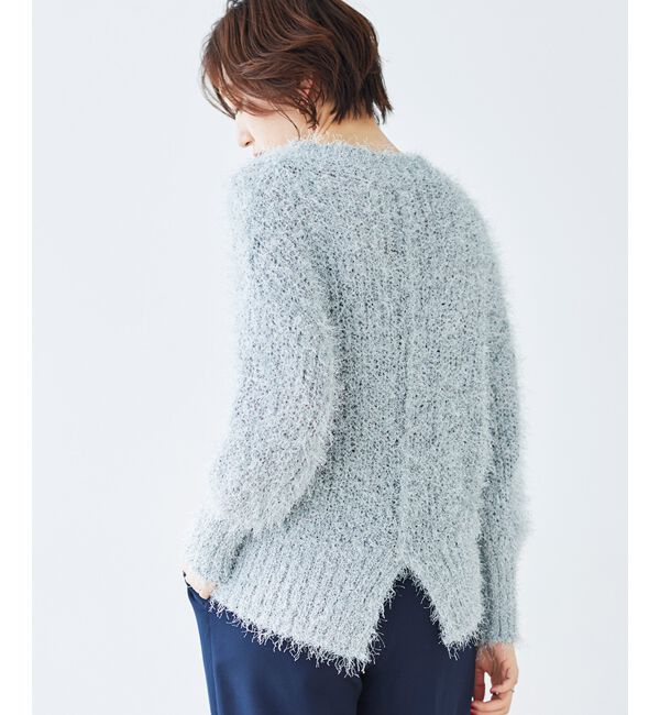 le.coeur blanc「《手洗い可能》ラメフェザーバックスリットニット」|ニット・セーター|