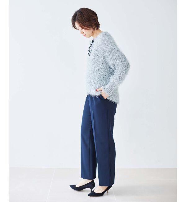 le.coeur blanc「《手洗い可能》ラメフェザーバックスリットニット」|ニット・セーター|