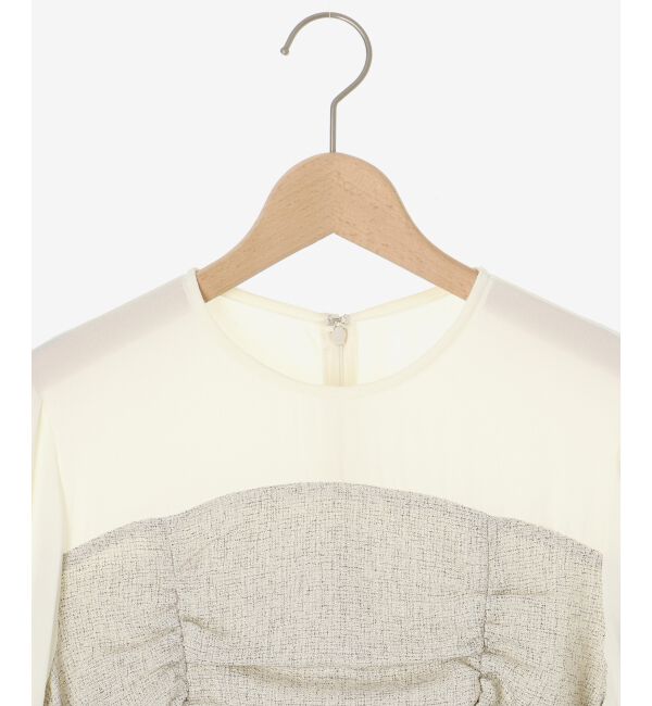 le.coeur blanc「ツィードドッキングノーカラーブラウス」|シャツ・ブラウス|