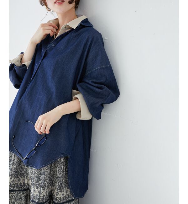 le.coeur blanc「《WEB限定アイテム》バックデザインオーバーデニムシャツ」|シャツ・ブラウス|