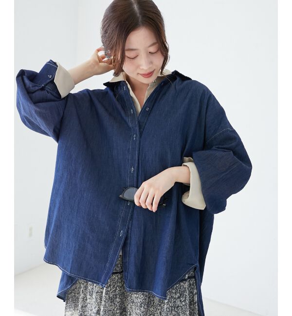 le.coeur blanc「《WEB限定アイテム》バックデザインオーバーデニムシャツ」|シャツ・ブラウス|