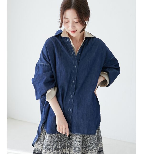 le.coeur blanc「《WEB限定アイテム》バックデザインオーバーデニムシャツ」|シャツ・ブラウス|