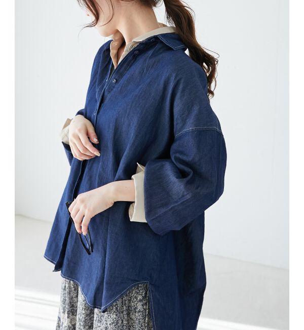 le.coeur blanc「《WEB限定アイテム》バックデザインオーバーデニムシャツ」|シャツ・ブラウス|