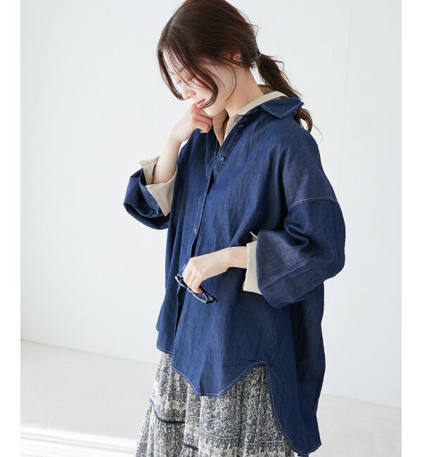 le.coeur blanc「《WEB限定アイテム》バックデザインオーバーデニムシャツ」|シャツ・ブラウス|