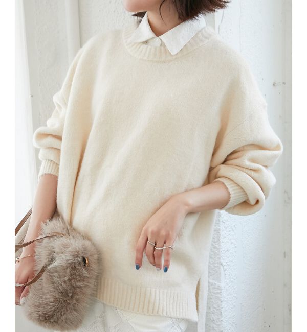  「《WEB限定アイテム》ワイドシルエットクルーネックプルオーバー」|ニット・セーター|