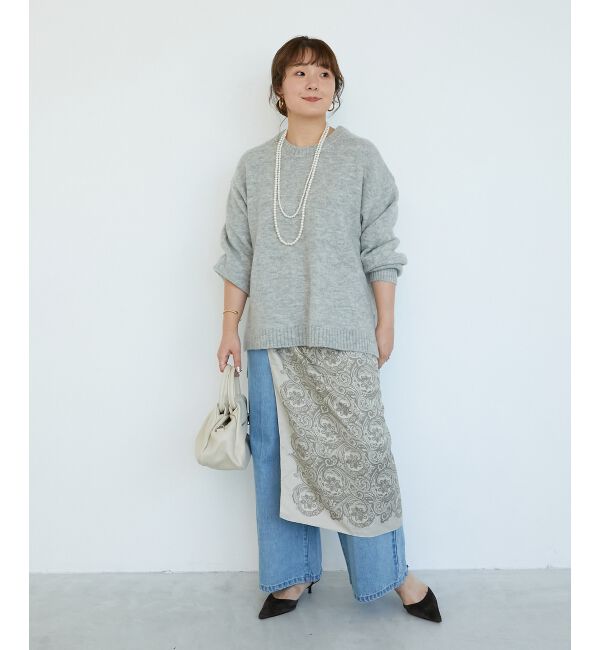  「《WEB限定アイテム》ワイドシルエットクルーネックプルオーバー」|ニット・セーター|