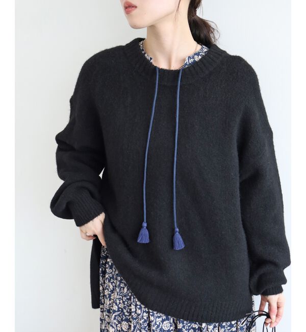  「《WEB限定アイテム》ワイドシルエットクルーネックプルオーバー」|ニット・セーター|ブラック