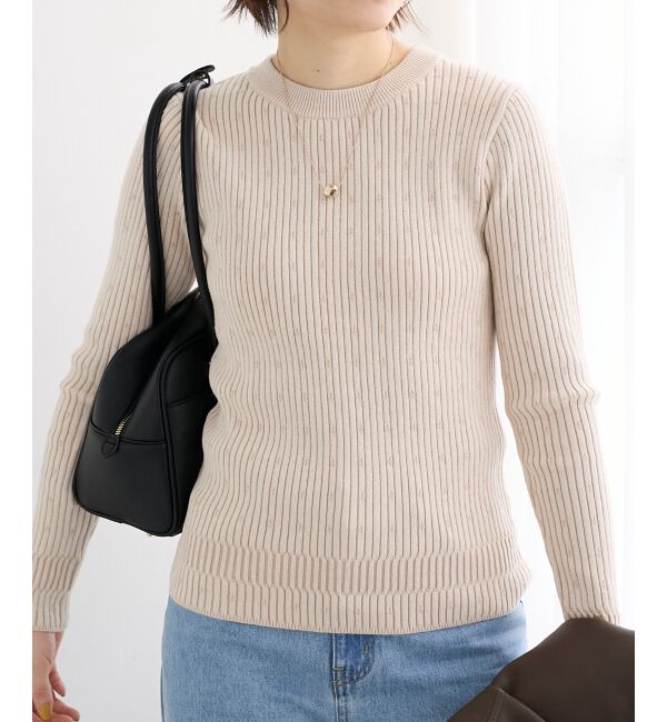  「《WEB限定アイテム》アイレットクルーリブニット」|ニット・セーター|