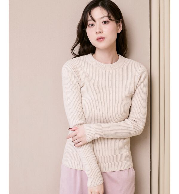  「《WEB限定アイテム》アイレットクルーリブニット」|ニット・セーター|