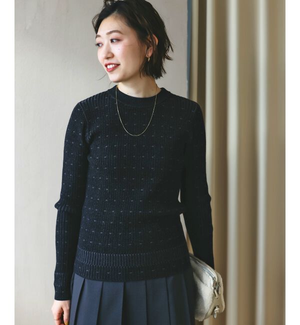  「《WEB限定アイテム》アイレットクルーリブニット」|ニット・セーター|