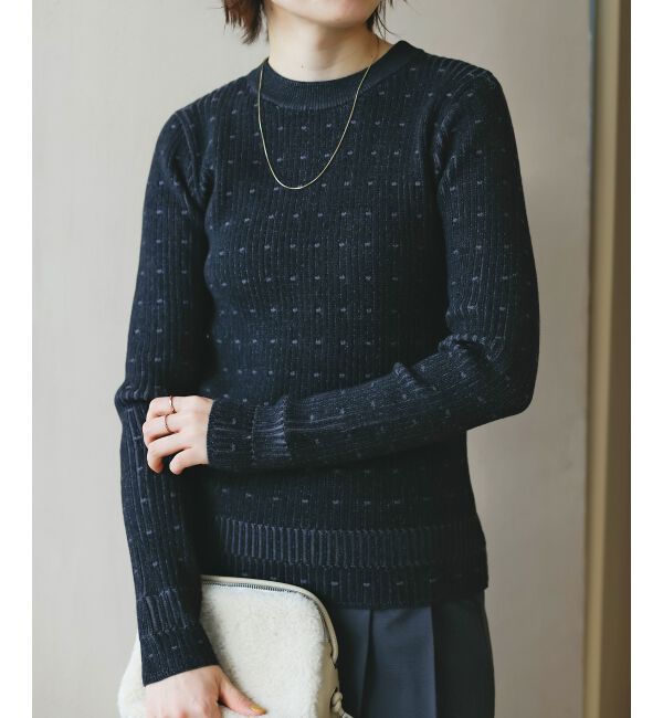  「《WEB限定アイテム》アイレットクルーリブニット」|ニット・セーター|