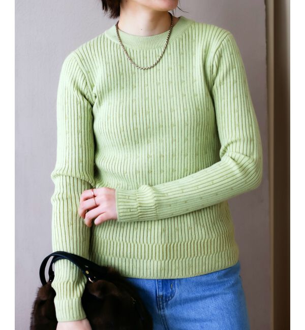  「《WEB限定アイテム》アイレットクルーリブニット」|ニット・セーター|