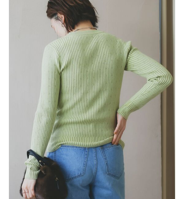  「《WEB限定アイテム》アイレットクルーリブニット」|ニット・セーター|