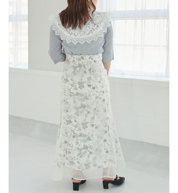 MAJESTICLEGON「レースカラーハーフスリーブニット」|ニット・セーター|