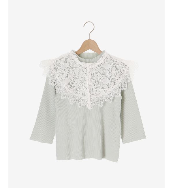 MAJESTICLEGON「レースカラーハーフスリーブニット」|ニット・セーター|