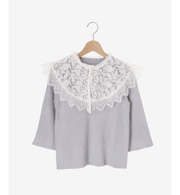 MAJESTICLEGON「レースカラーハーフスリーブニット」|ニット・セーター|