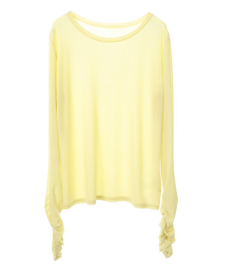 earth music&ecology「シャーリングスリーブシアープルオーバー」|Tシャツ・カットソー|Lemon Yellow