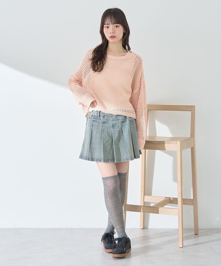 earth music&ecology「スパンコールメッシュニットプルオーバー」|ニット・セーター|