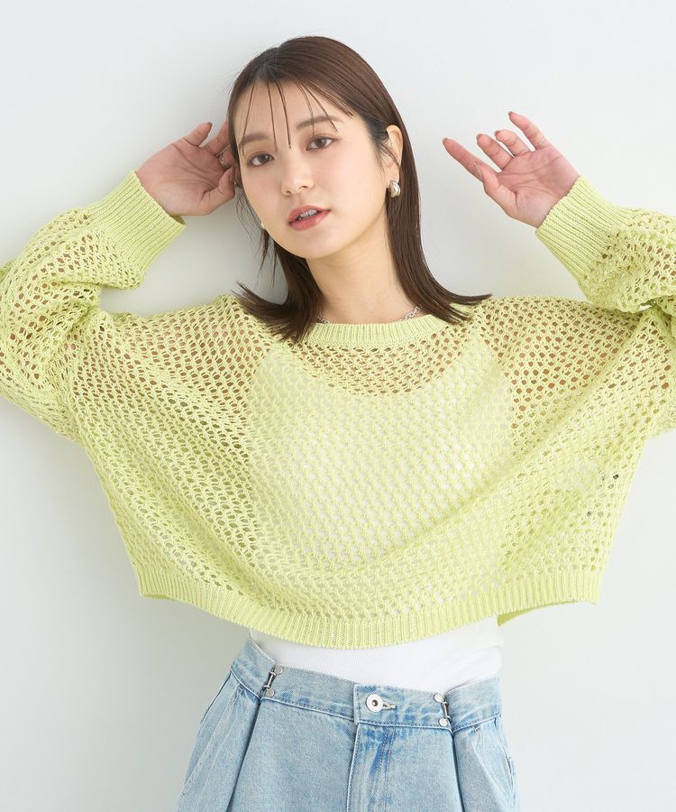 earth music&ecology「スパンコールメッシュニットプルオーバー」|ニット・セーター|