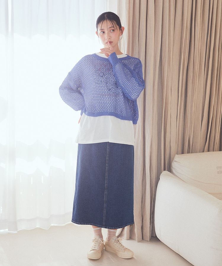 earth music&ecology「スパンコールメッシュニットプルオーバー」|ニット・セーター|