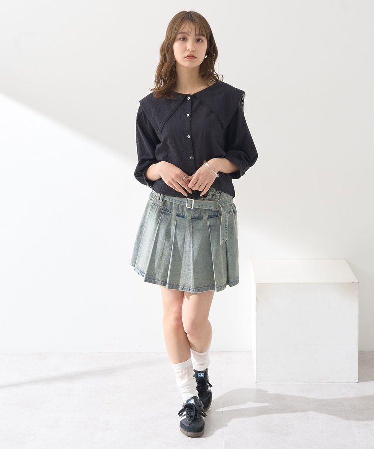 earth music&ecology「ビッグカラー刺繍ブラウス」|シャツ・ブラウス|